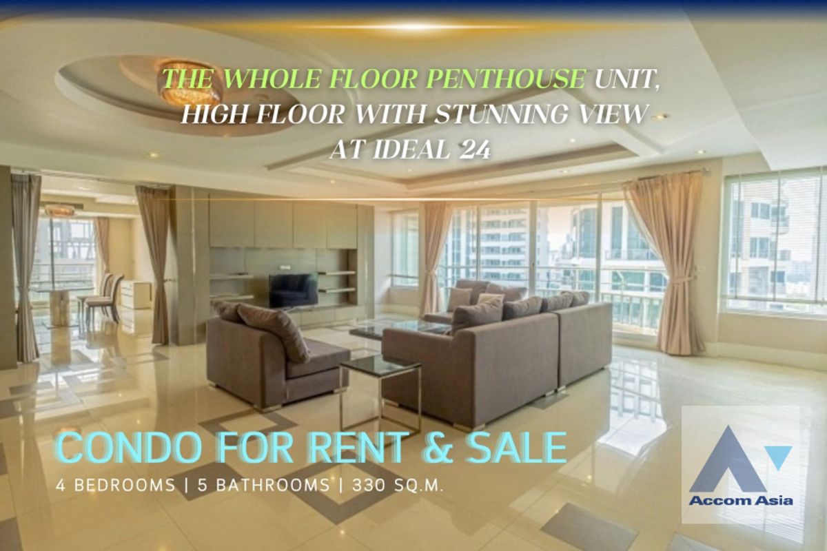 คอนโดสุขุมวิท อโศก ทองหล่อ : 🔼AccomA🔽 Fully Furnished, A whole floor, Penthouse, Pet friendly Luxury Condominium with Panoramic City View and Stylish Bedrooms Ideal 24 