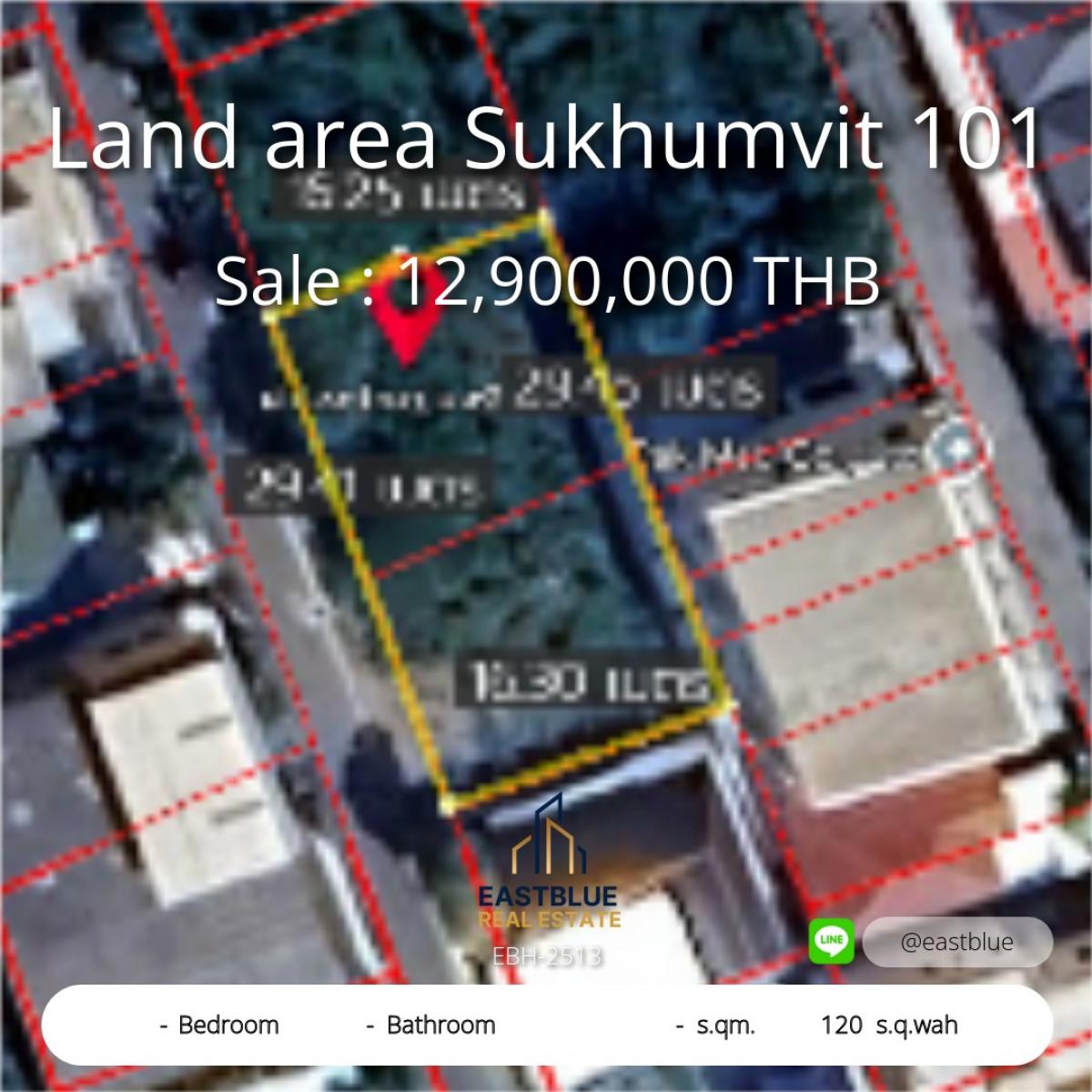For SaleLandOnnut, Udomsuk : Land for sale - Punnawithi 120 SQ.WAH 12.9 MB.