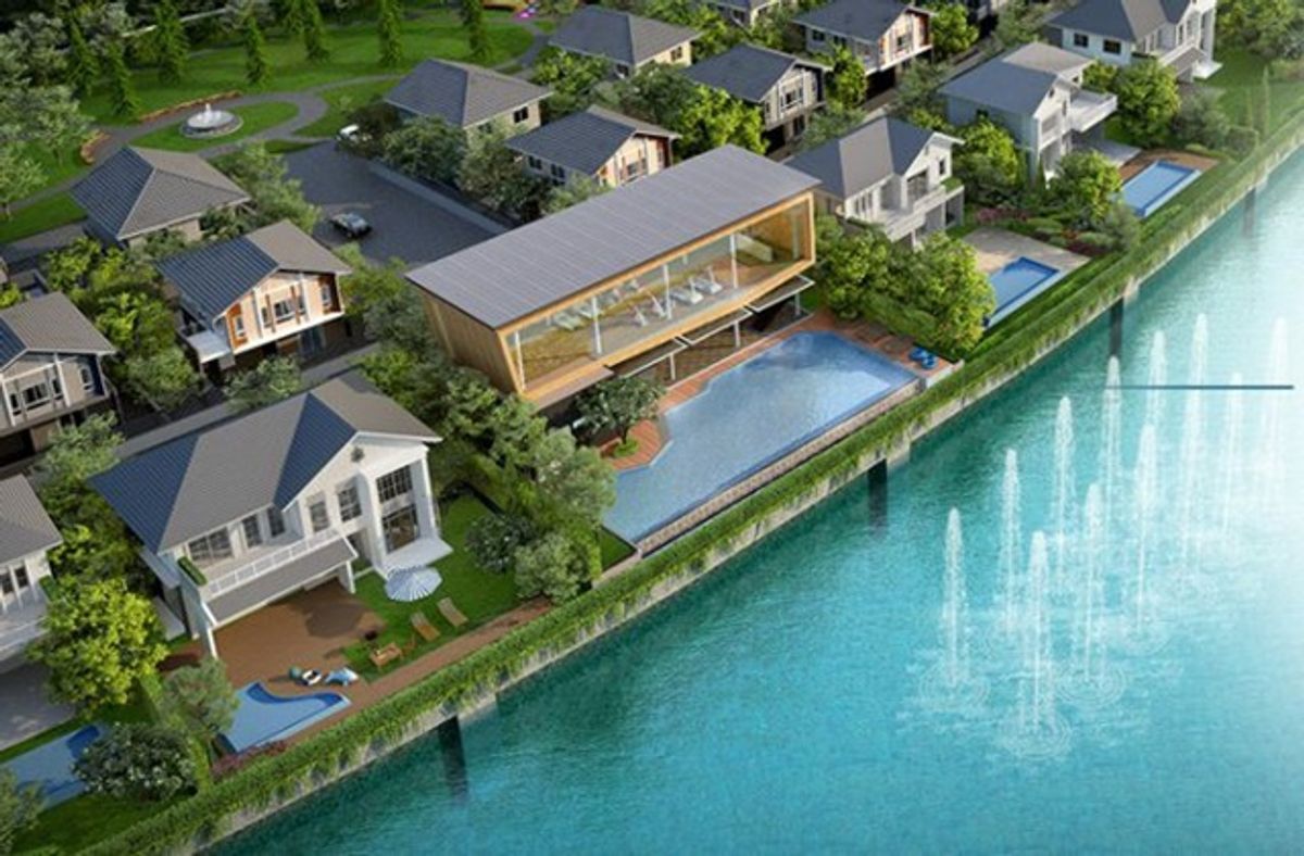 For SaleHousePathum Thani,Rangsit, Thammasat : Next to Lake, Demonstration School, Pathum BIGC 346, Pathum Thani, Rental House, Fair Fair, Perfect 4, Air 3-4, 52 square meters, 2 Nam Sarasawat, Ratchaphruek 1.2 km.