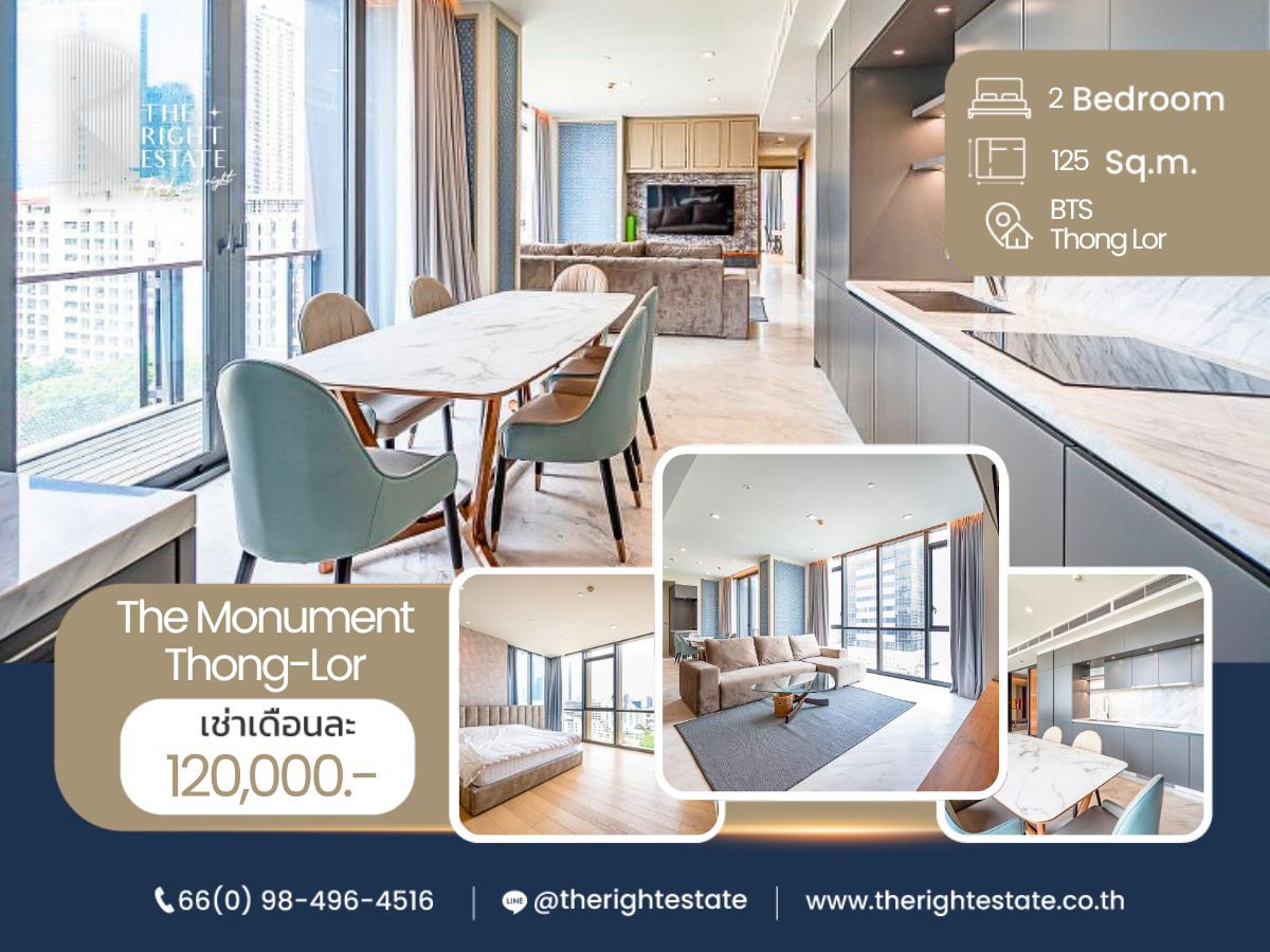 For RentCondoSukhumvit, Asoke, Thonglor : 🌿 The Monument Thonglor🌿 Nice room!! fully furnished 🛏 2 Bed 3 Bath 125 Sq.m near Thong Lor 