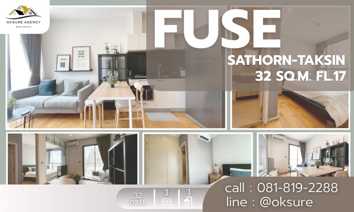 ให้เช่าคอนโดวงเวียนใหญ่ เจริญนคร : 💎ให้เช่า Fuse สาทร-ตากสิน ห้องสวย,เฟอร์ครบ