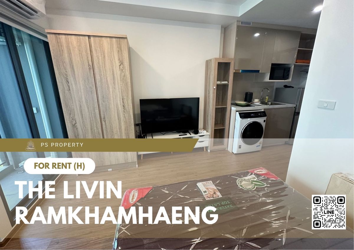 For RentCondoRamkhamhaeng, Hua Mak : For rent 📍 The Livin Ramkhamhaeng 📍 Fully furnished and equipped with electrical appliances, near MRT Lam Sali