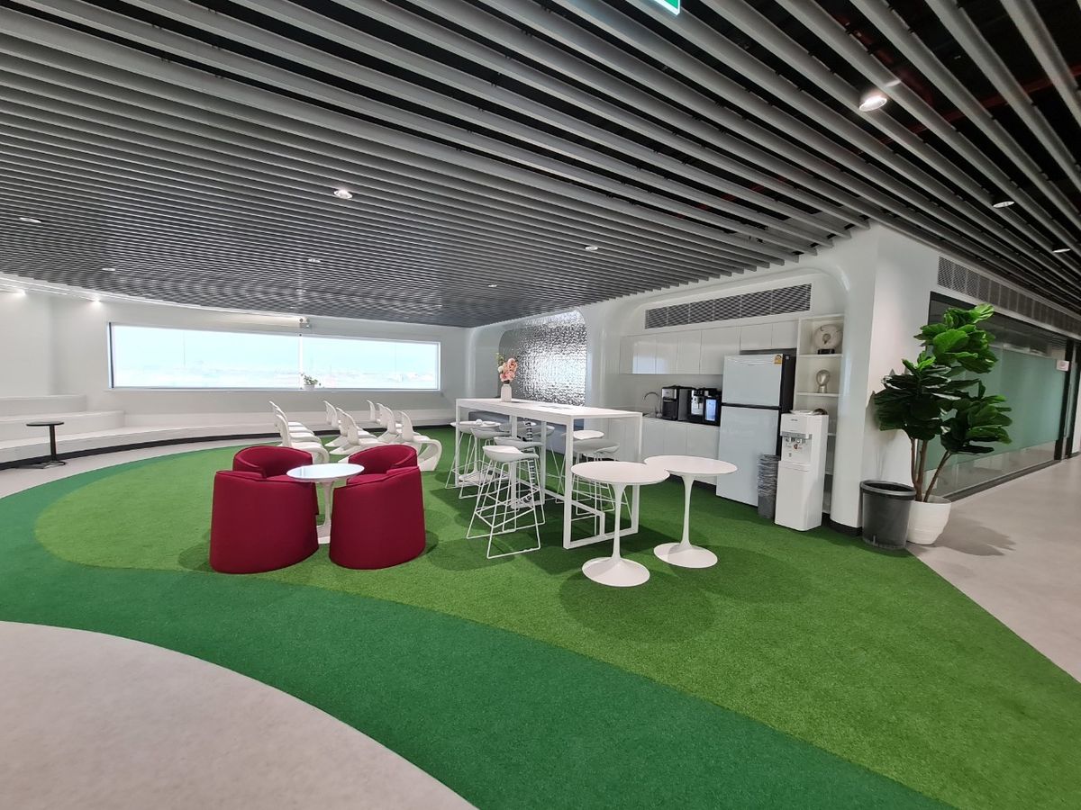 For RentOfficeVipawadee, Don Mueang, Lak Si : Line: @zimple_asset  Fully furnished office space for rent featuring modern-style decor and fully equipped with essential office furniture for immediate use.