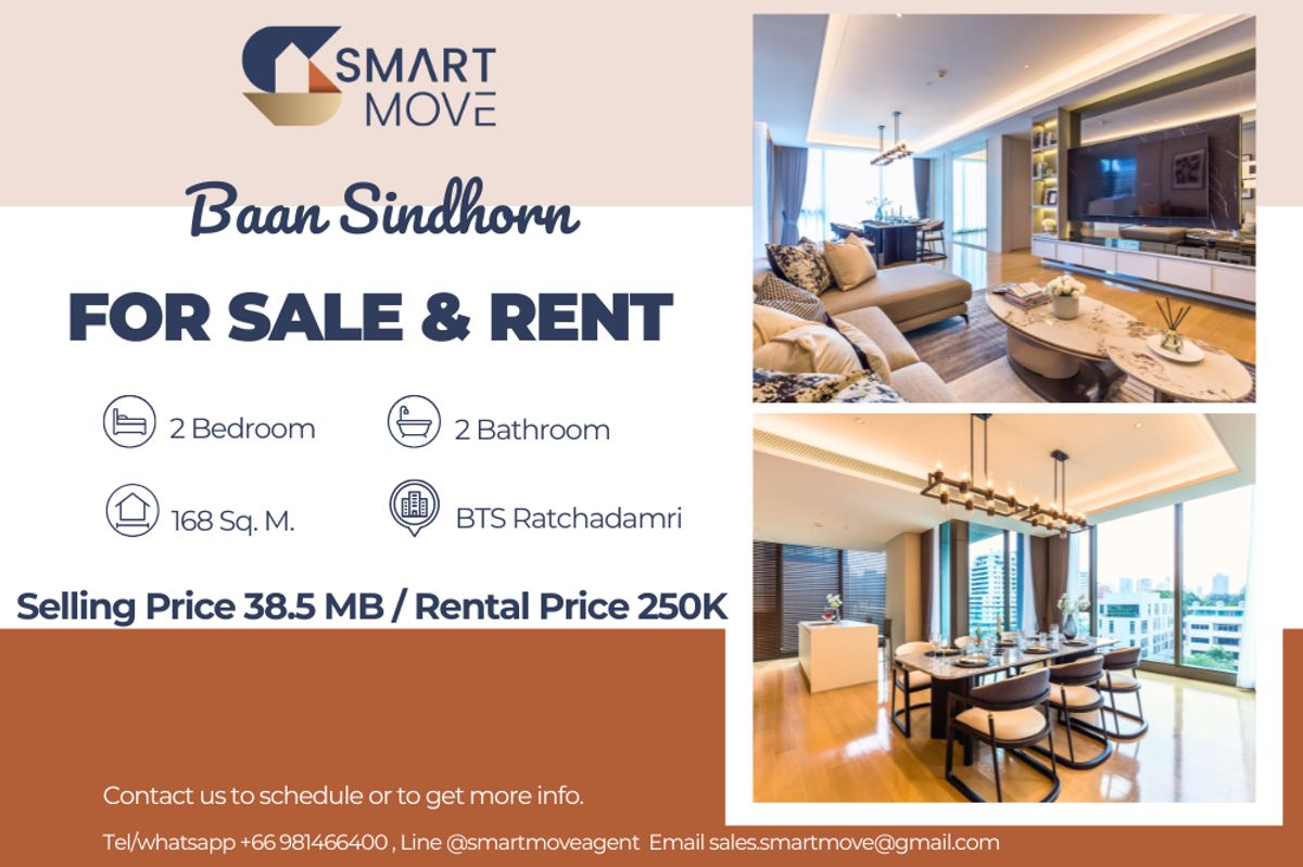คอนโดวิทยุ ชิดลม หลังสวน : 🔥 สำหรับขาย - เช่า !!🔥 Code C20230900326..........Baan Sindhorn, 2 ห้องนอน, 2 ห้องน้ำ 1 ห้องรับแขก, แต่งครบ, พร้อมเข้าอยู่, ราคาพิเศษ!!📣📣