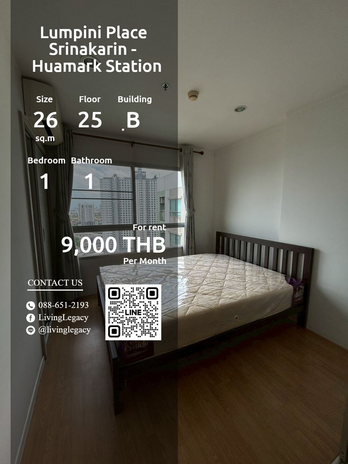 For RentCondoPattanakan, Srinakarin : SXA8ZH Condo for Lumpini Place Srinakarin - Huamark Station 26 sq.m., 25th floor.
