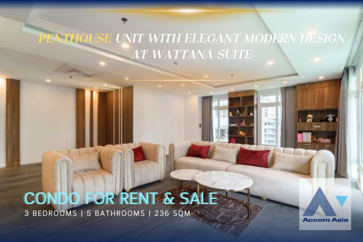 คอนโดสุขุมวิท อโศก ทองหล่อ : 🔼AccomA🔽 Penthouse Elegant condominuim with spacious lounge area in prime Asoke location (AA37710)