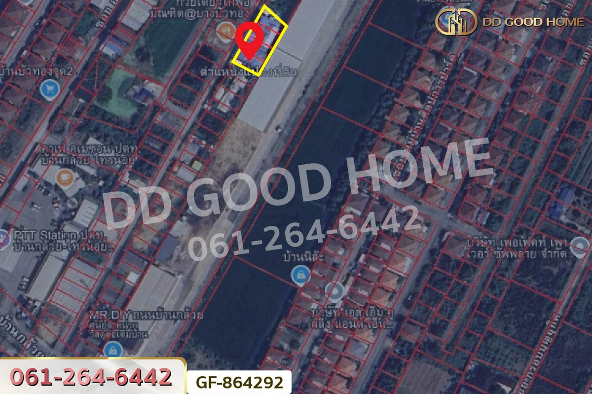 ขายที่ดินนนทบุรี บางใหญ่ บางบัวทอง : GF-864292 โกดังพร้อมออฟฟิศ บ้านกล้วย-ไทรน้อย 203 ตร.ว. นนทบุรี ใกล้เทศบาลพิมลราช