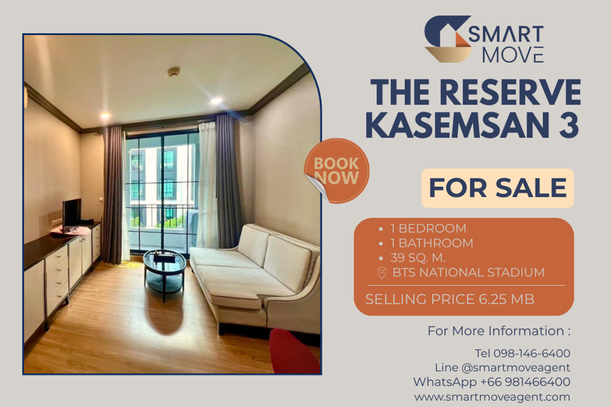 CondoSiam Paragon ,Chulalongkorn,Samyan : 🔥 Sale with tenant  !! Code C20240300358..........The Reserve Kasemsan 3, 1 bedroom, 1 bathroom, furnished, Special Deal!! 📣📣