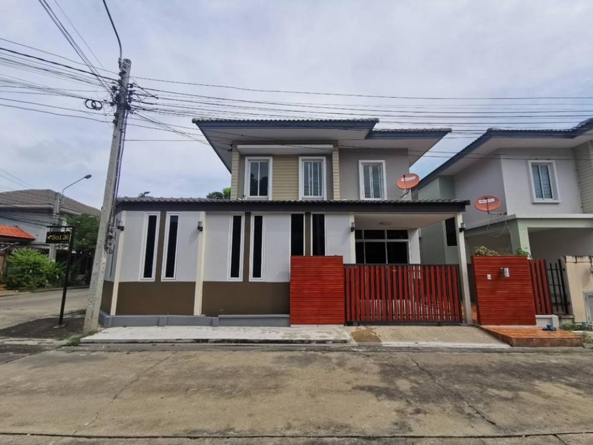 ขายบ้านนนทบุรี บางใหญ่ บางบัวทอง : (รหัสN091) บ้านแฝด โครงการพฤกษาวิลเลจ ซีนเนอรี่ 28 บางใหญ่ (ซอยแก้วอินทร์) หลังมุม บ้านโปร่ง สวย ห่างจากถนนใหญ่ เพียง 2 กิโลเมตร เดินทางสะดวก ใกล้ MRT ตลาดบางใหญ่ เพียง 8 นาที 