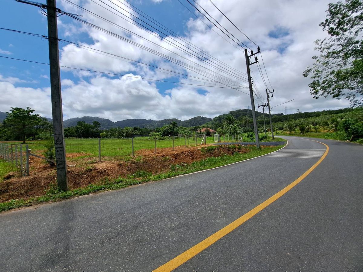 For SaleLandPhuket : Phuket Thalang Land for sale, 1 rai 3 ngan 63.2 sq. Width 40 meters long, 89 meters long, after the land is 25 m. Near Lotus Thalang, Yellow area The view of the mountain is beautiful, suitable for making villas, business houses, other housing estates. In