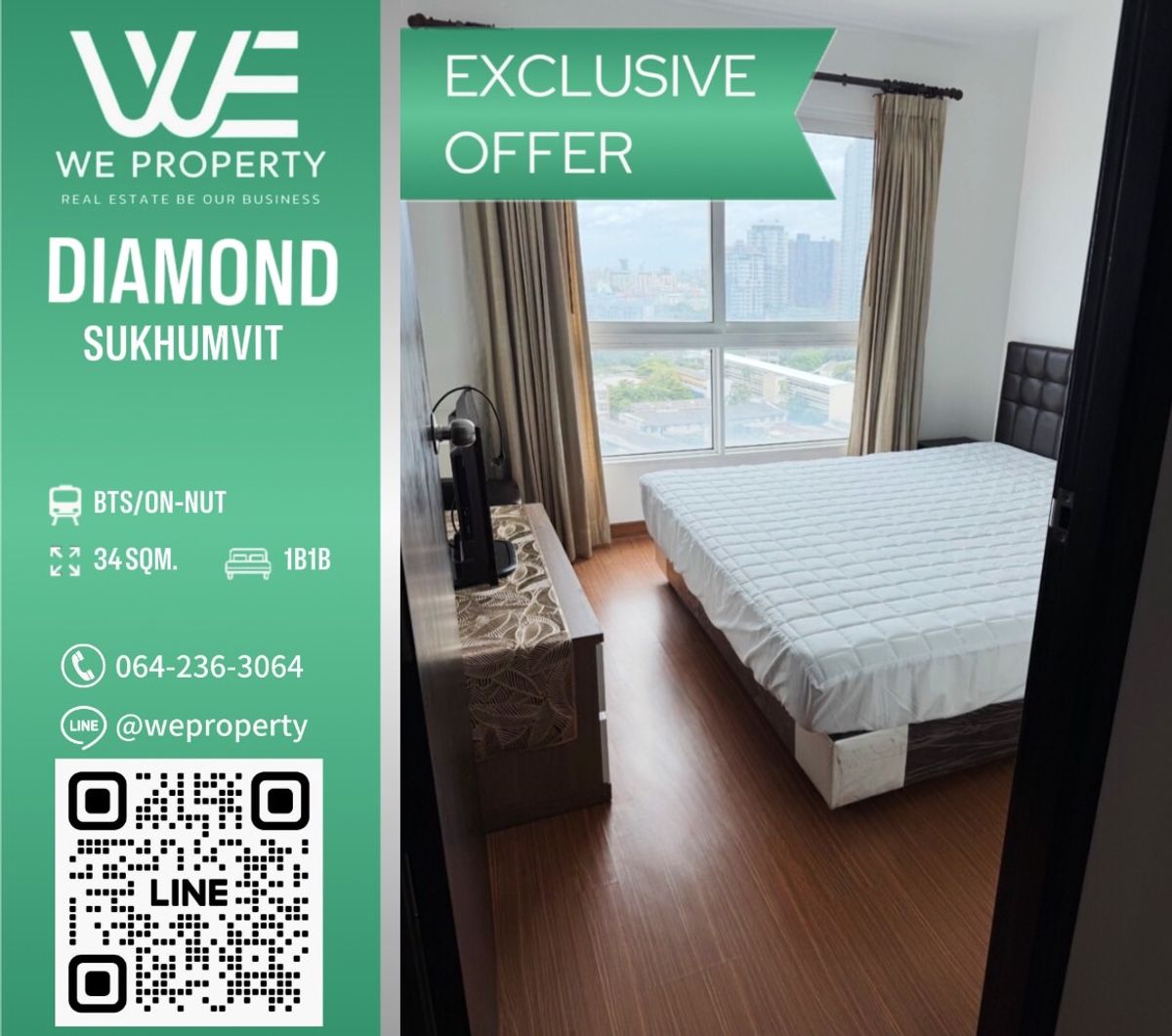 For SaleCondoOnnut, Udomsuk : Beautiful room, new renovated Very good price ⭐Diamond Sukhumvit (Diamond Sukhumvit)