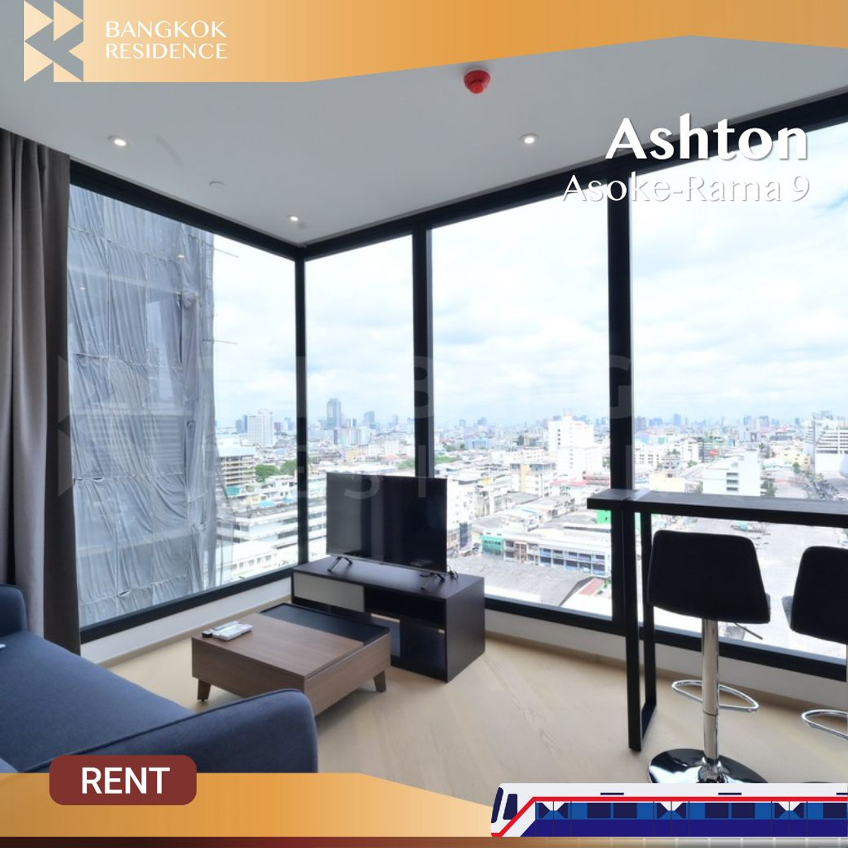 For RentCondoRama9, Petchburi, RCA :  Ashton Asoke–Rama 9 ✨Beautiful corner unit with open city view 🌆 Near MRT Rama 9 