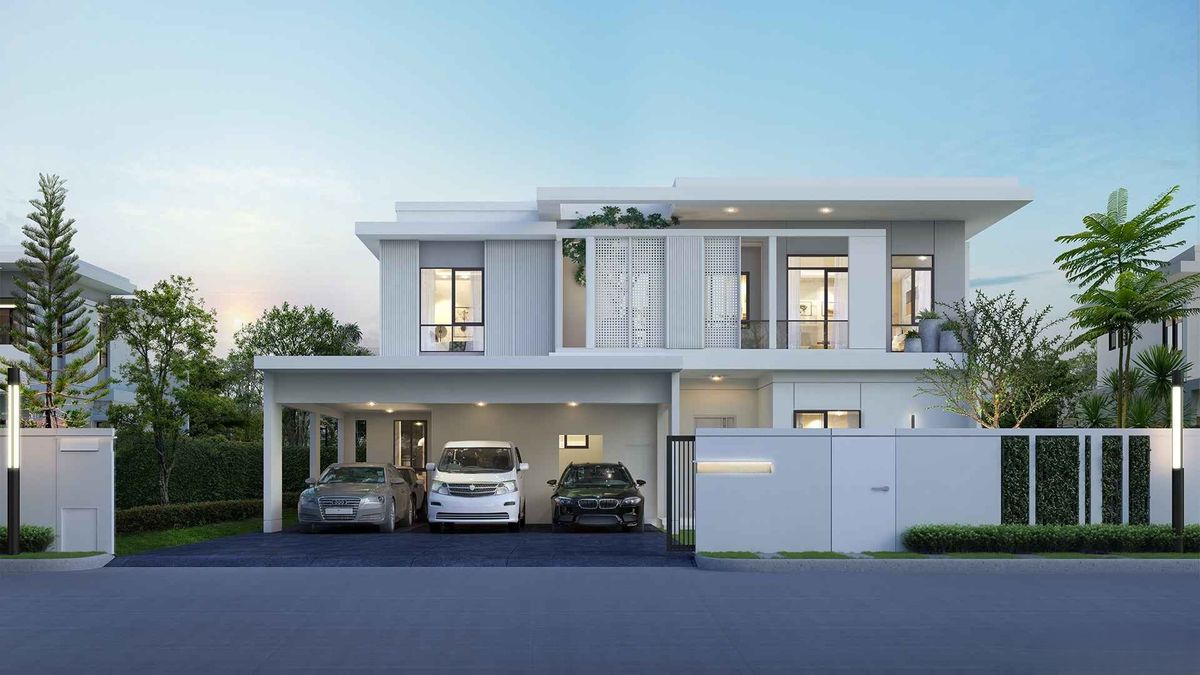 ให้เช่าบ้านสมุทรปราการ สำโรง :  ♦ Elite Type ♦ บ้านเดี่ยว 2 ชั้น 88.00 ตร.ว. 286.00 ตร.ม. | 4 ห้องนอน 5 ห้องน้ำ | ใกล้ Central Village 9 นาที, ท่าอากาศยานสุวรรณภูมิ 24 นาที, Assumption Univ 28 นาที