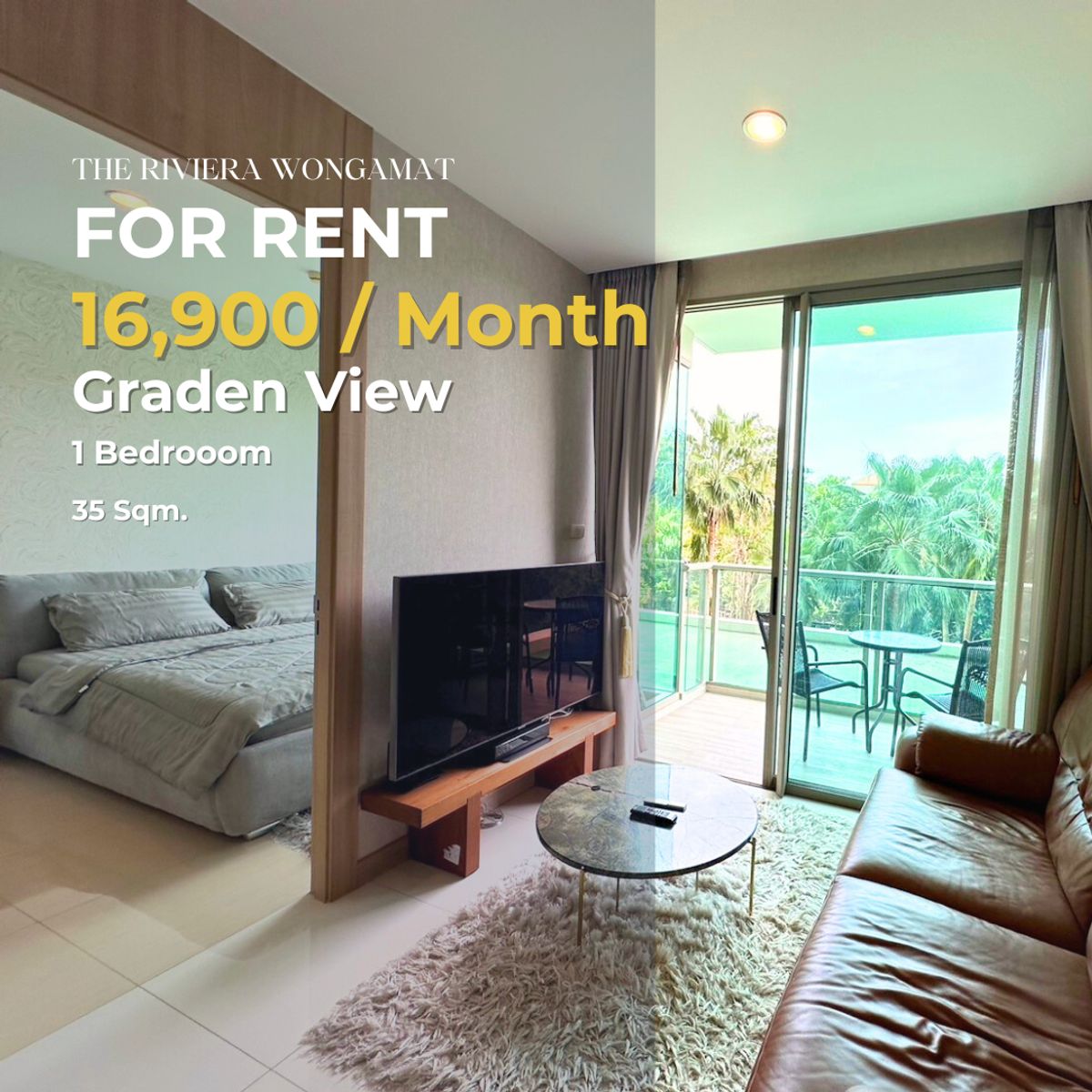 For RentPattaya, Bangsaen, Chonburi : 🌊 The Riviera Wongamat - For Rent 16,900 | 1 Bedroom | 35 SQ.M. | 6 TH Floor 🔥