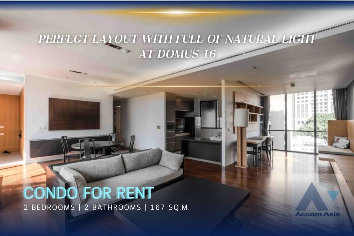 คอนโดสุขุมวิท อโศก ทองหล่อ : 🔼AccomA🔽 Fully furnished condo with spacious layout in Asoke at Domus 16 (AA19258)
