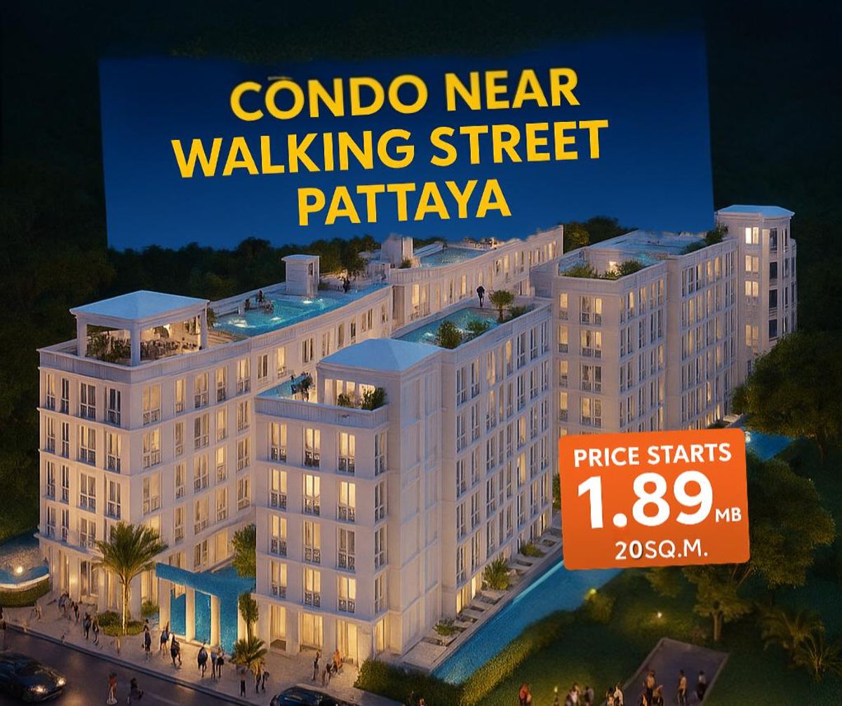 For SaleCondoPattaya, Bangsaen, Chonburi : Pattaya Condominium Comes with 5 -star facilities, studio room 20 sq.m., starting at 1.89 mb