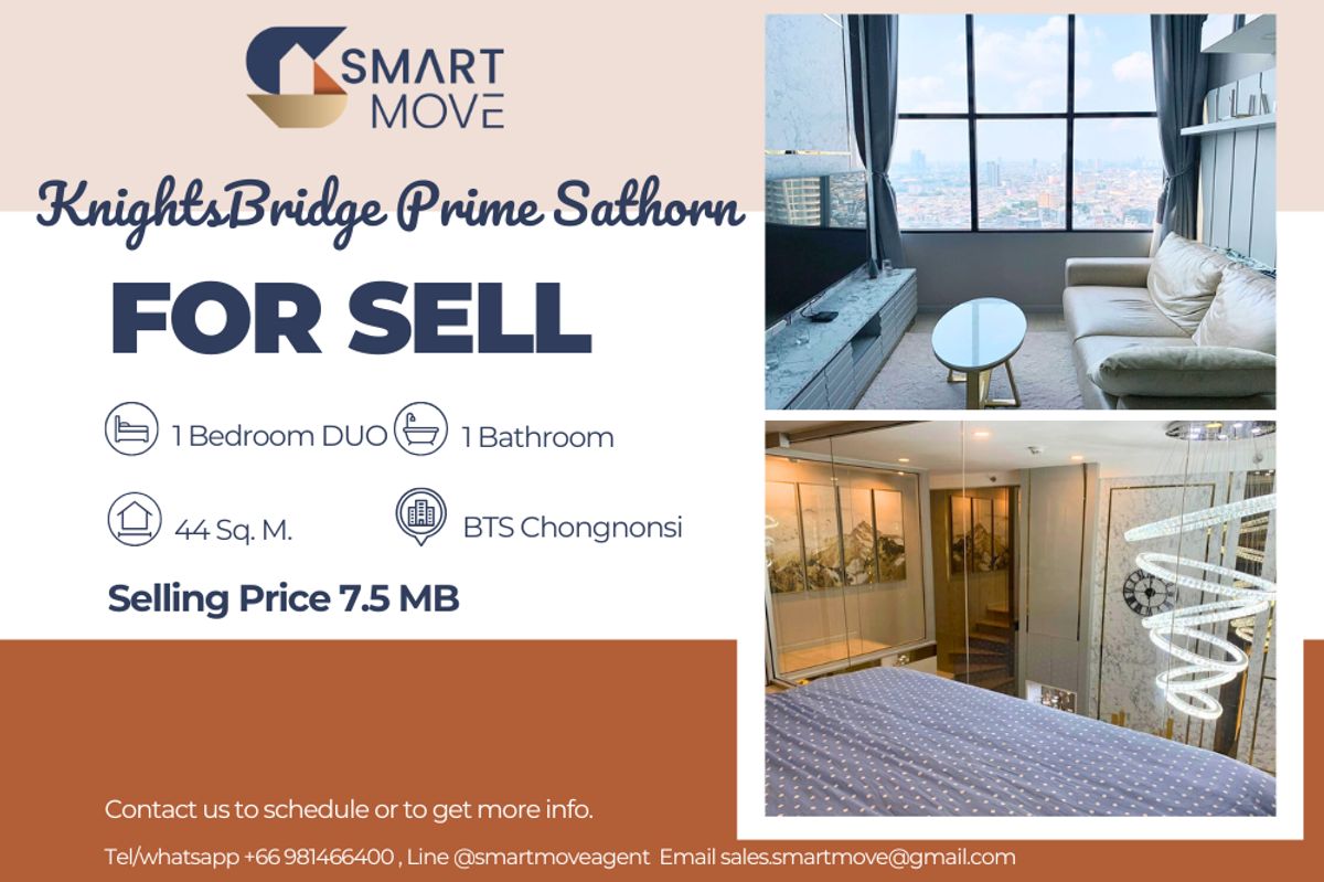 ขายคอนโดสาทร นราธิวาส : 🔥 ขายพร้อมผู้เช่า !! หรุหรามาก !! 🔥 Code C20240700097..........KnightsBridge Prime Sathorn, 1 ห้องนอน Plus Duo Space 1 ห้องน้ำ, ชั้นสูง 31++, แต่งครบ, ราคาพิเศษ!!📣📣