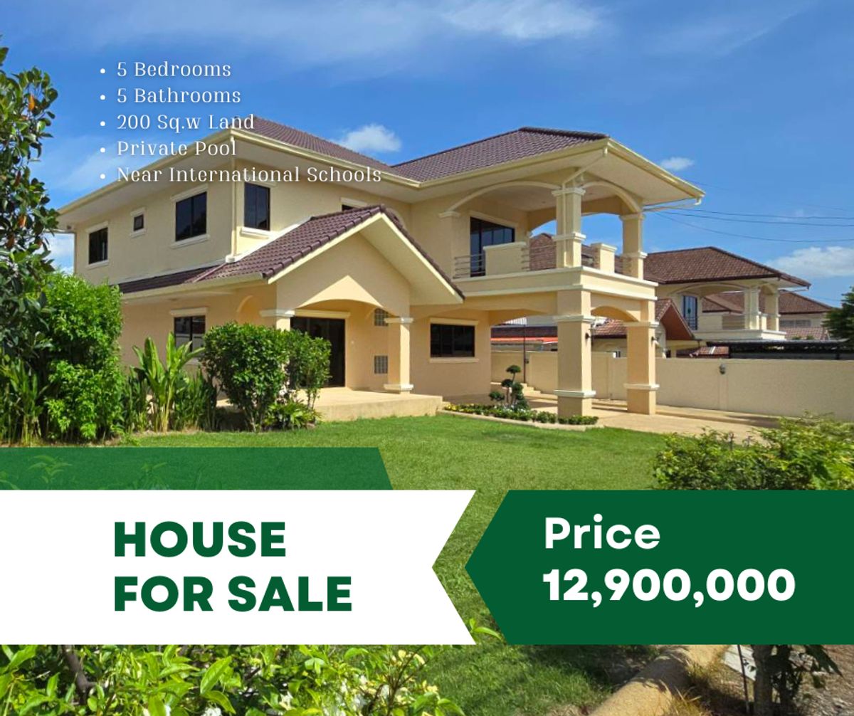 ขายบ้านพัทยา บางแสน ชลบุรี สัตหีบ : 🔥 Pool Villa For Sale – 5 Beds, 5 Baths – Near Hastin & HIGATE International Schools! 🔥