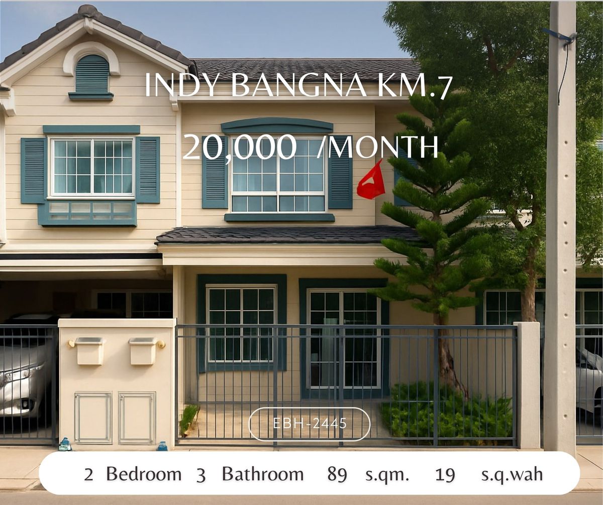 For RentTownhomeSamut Prakan,Samrong : Pet Friendly Townhome For Rent at Indy Bangna Km.7 Fully Furnished for Rent a Townhome Raising animals, Indy, Bang Na Km. 7 Mega Bangna