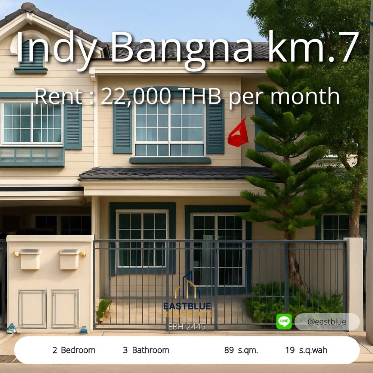 For RentTownhomeBangna, Bearing, Lasalle : Pet Friendly Townhome For Rent at Indy Bangna Km.7 Fully Furnished for Rent a Townhome Raising animals, Indy, Bang Na Km. 7 Mega Bangna