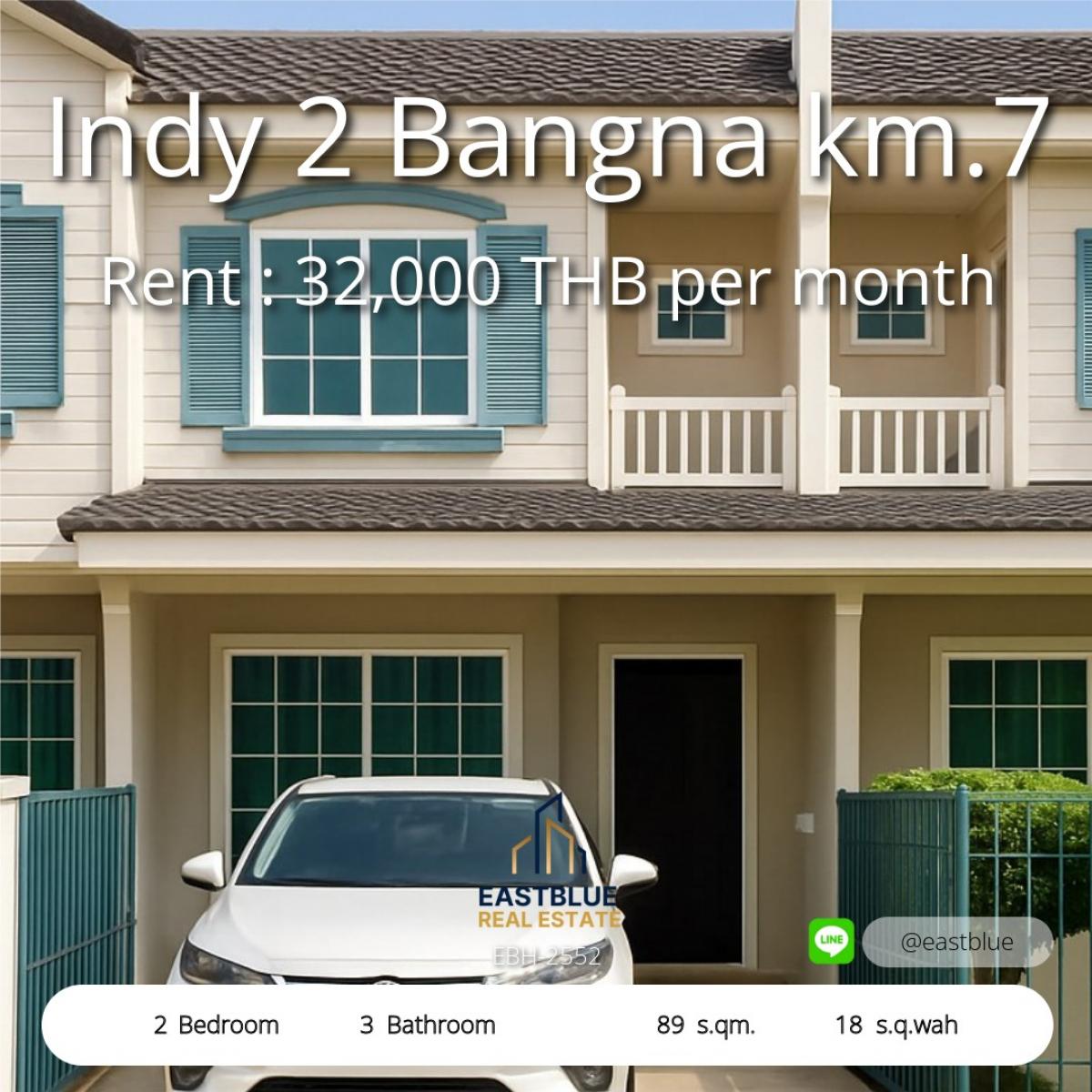 ขายทาวน์โฮมสมุทรปราการ สำโรง : 12/02/2026, บ้านทาวน์โฮม Indy 2 Bangna 2 ห้องนอน ใกล้ BTS 
เช่าเพียง 32,000 บาท ขาย 4.5 ล้าน ติดถนนใหญ่!