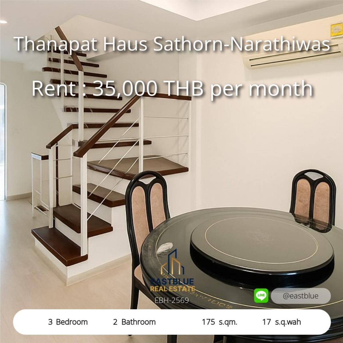 For RentTownhomeSathorn, Narathiwat : Rent a 3-storey townhouse, renovated, Thanapat House, Sathorn-Narathiwat