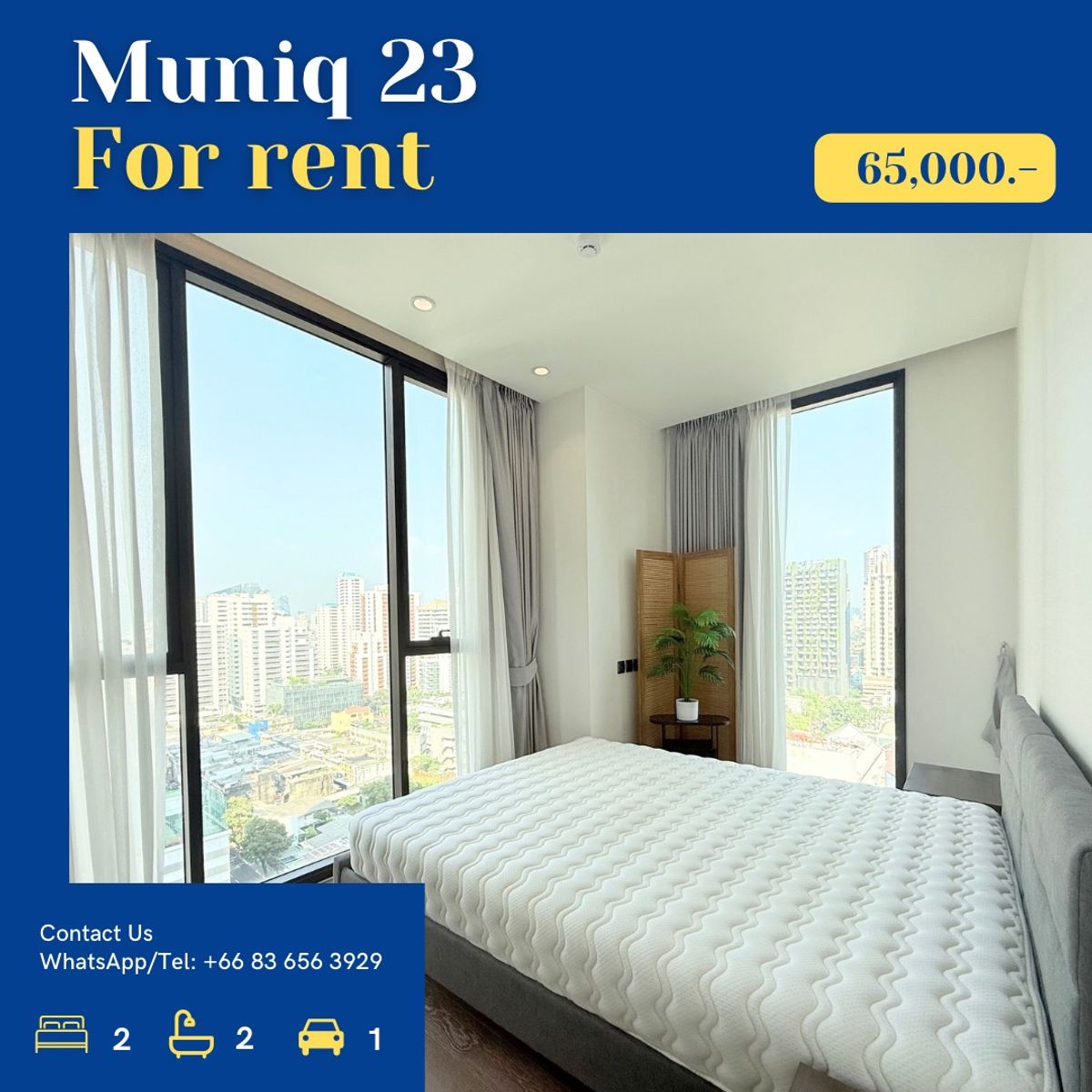 ให้เช่าคอนโดสุขุมวิท อโศก ทองหล่อ : 🔥 HOT DEAL – MUNIQ SUKHUMVIT 23 🔥
Luxury Condo for Rent | Fully Furnished | Special Offer: 65,000 THB/Month
