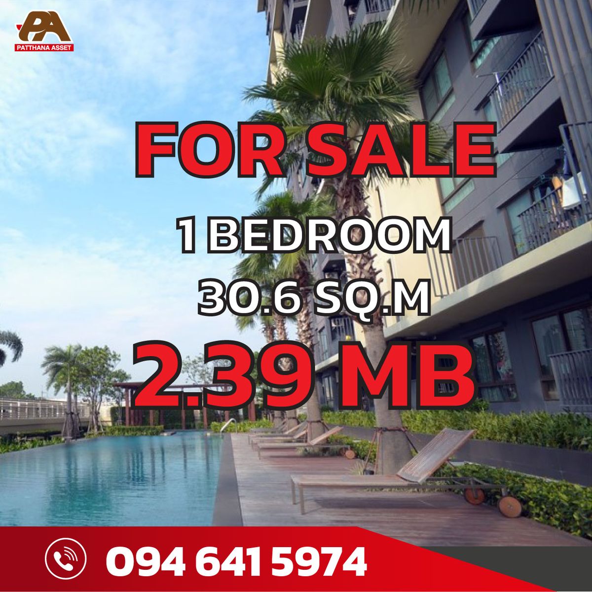 For SaleCondoRama9, Petchburi, RCA : The new room has never been rented before Sale 1 bedroom 30 square meters. Interested in negotiating.