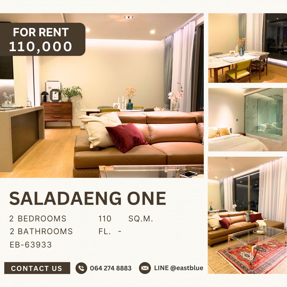 ให้เช่าคอนโดสีลม ศาลาแดง บางรัก : Saladaeng One, 2 bed, 110000 per month