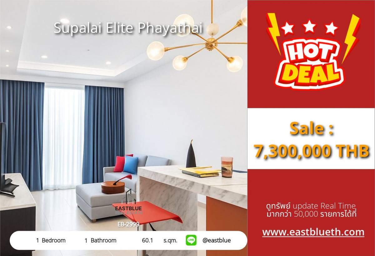 For SaleCondoRatchathewi,Phayathai : Supalai Elite Phayathai 1 ห้องนอนไซส์ใหญ่ ใจกลาง พญาไท ตรม.แสนต้นๆ ทำเลดีมากมาก