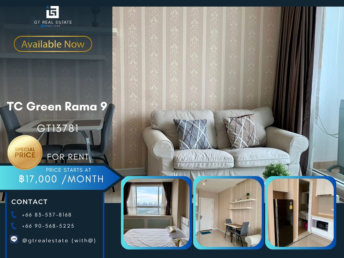 For RentCondoRama9, Petchburi, RCA : The TC Green Rama 9 condo is convenient to travel near the MAT BTS. There is a complete furniture shuttle.