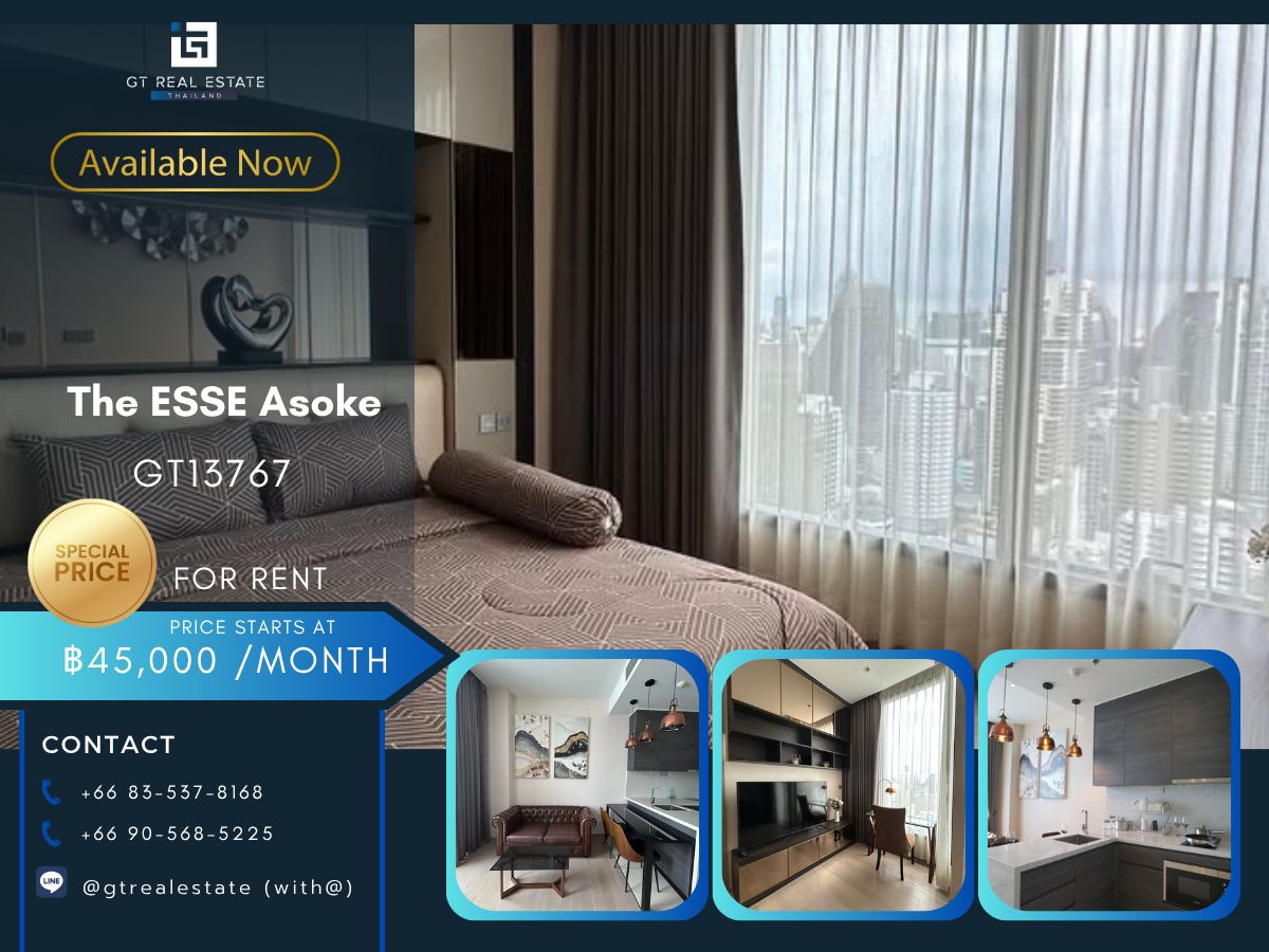 ให้เช่าคอนโดสุขุมวิท อโศก ทองหล่อ : คอนโด The ESSE Asoke เดินทางสะดวก ใกล้รถไฟฟ้าบีทีเอส มีรถรับส่ง ห้องสวย เฟอร์นิเจอร์ครบ พร้อมอยู่ทันที