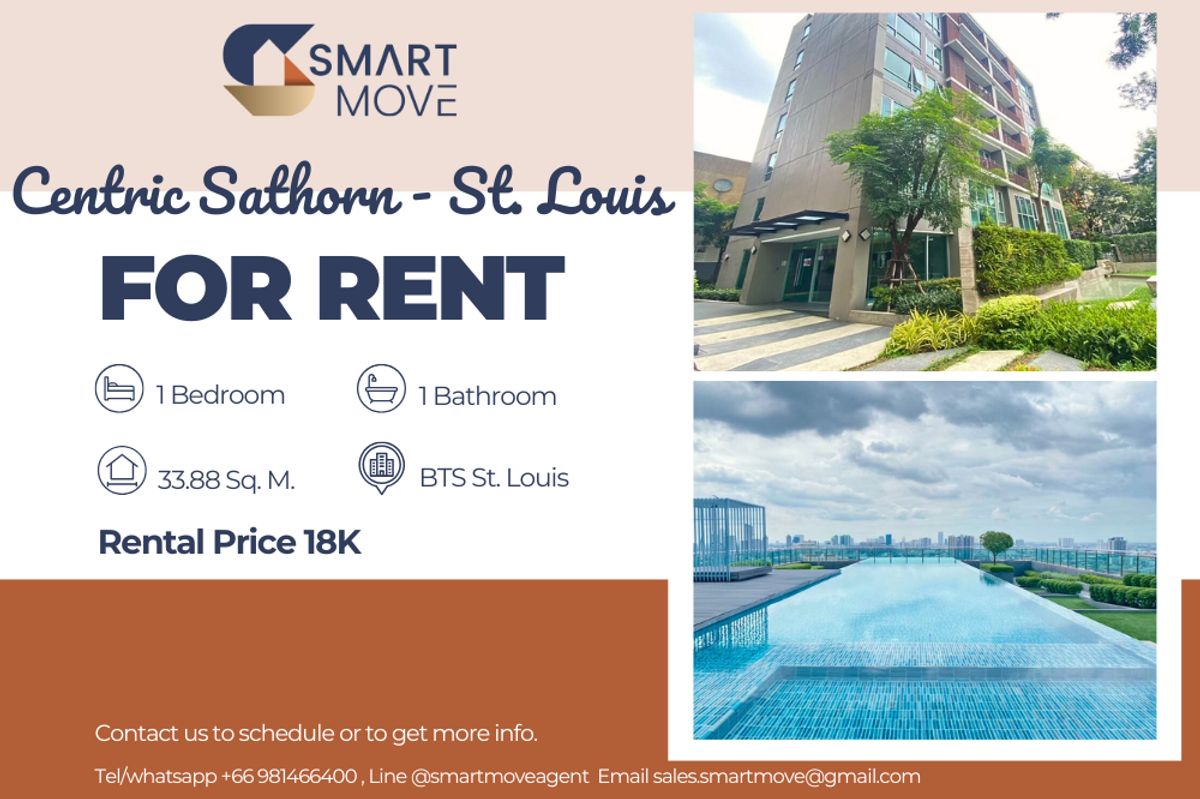 For RentCondoSathorn, Narathiwat : 🔥 For Rent !! 🔥 Code C20221200204..........Centric Sathorn - St. Louis, 1 bedroom, 1 bathroom, high floor 11++, furnished, ready to move in 📣📣