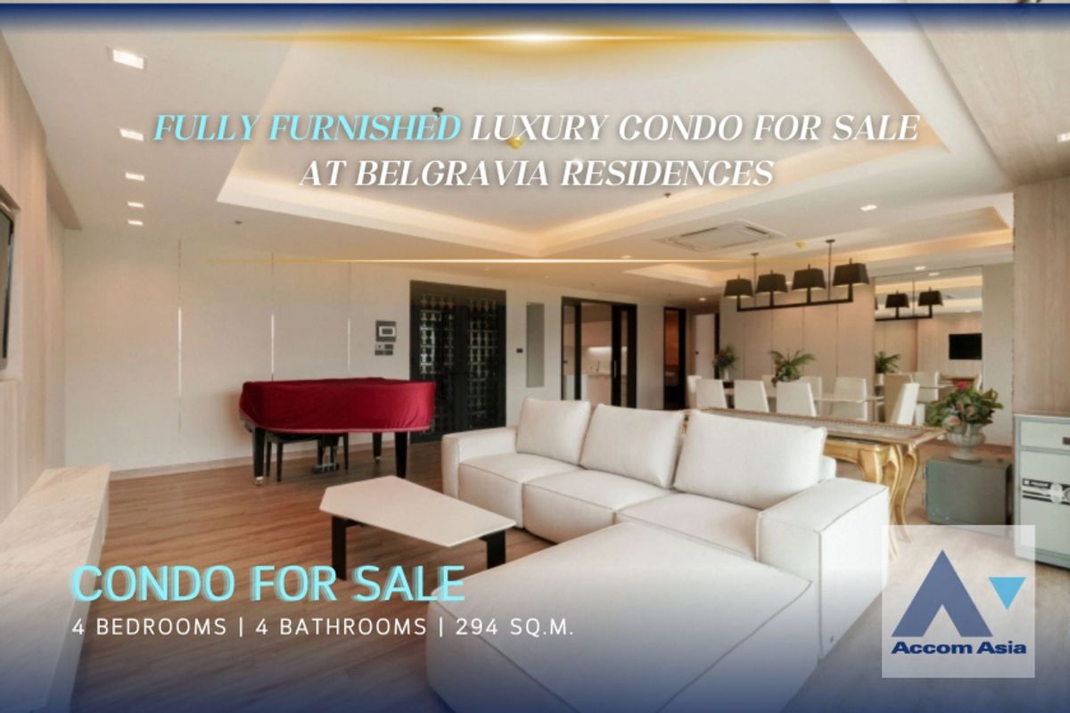 ขายคอนโดสุขุมวิท อโศก ทองหล่อ : 🔼 AccomA🔽 Elegant condo with large balcony in Phrom Phong at Belgravia Residences (AA32836)