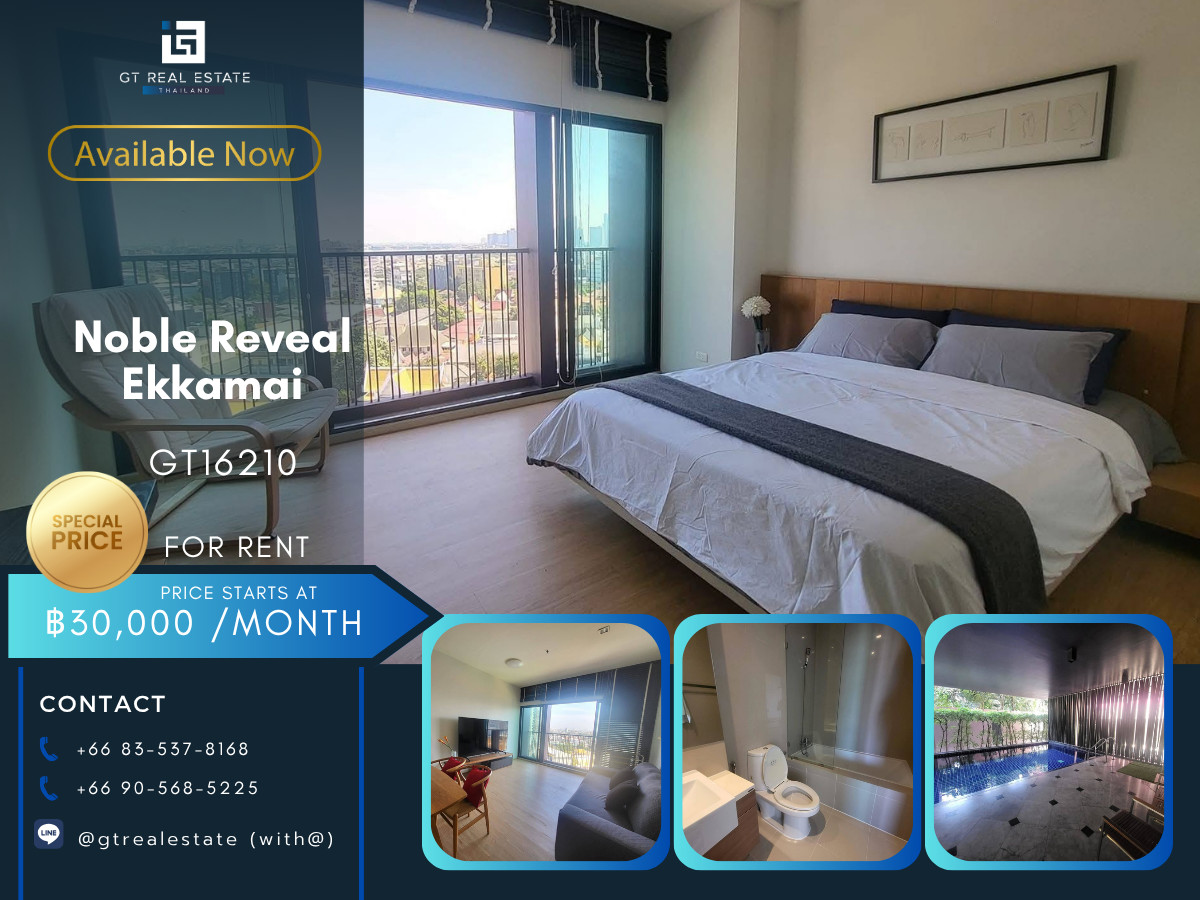 For RentCondoSukhumvit, Asoke, Thonglor : 💎 GT16210 | Condo Noble Reveal, convenient travel, near BTS, has shuttle, beautiful room, fully furnished, ready to move in!!