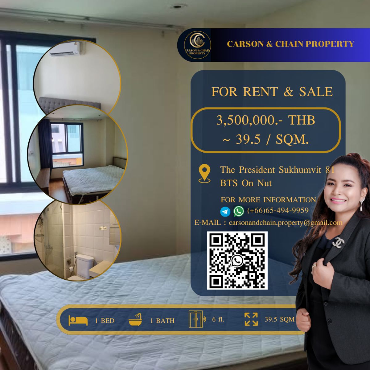ขายคอนโดอ่อนนุช อุดมสุข : The President Sukhumvit 81 