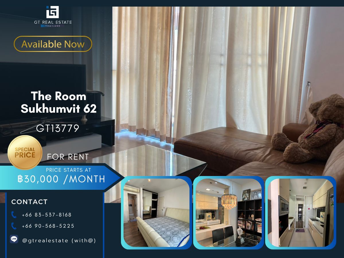 For RentCondoOnnut, Udomsuk : The Room Sukhumvit 62 condo is convenient to travel near the BTS train. There is a full furniture shuttle.