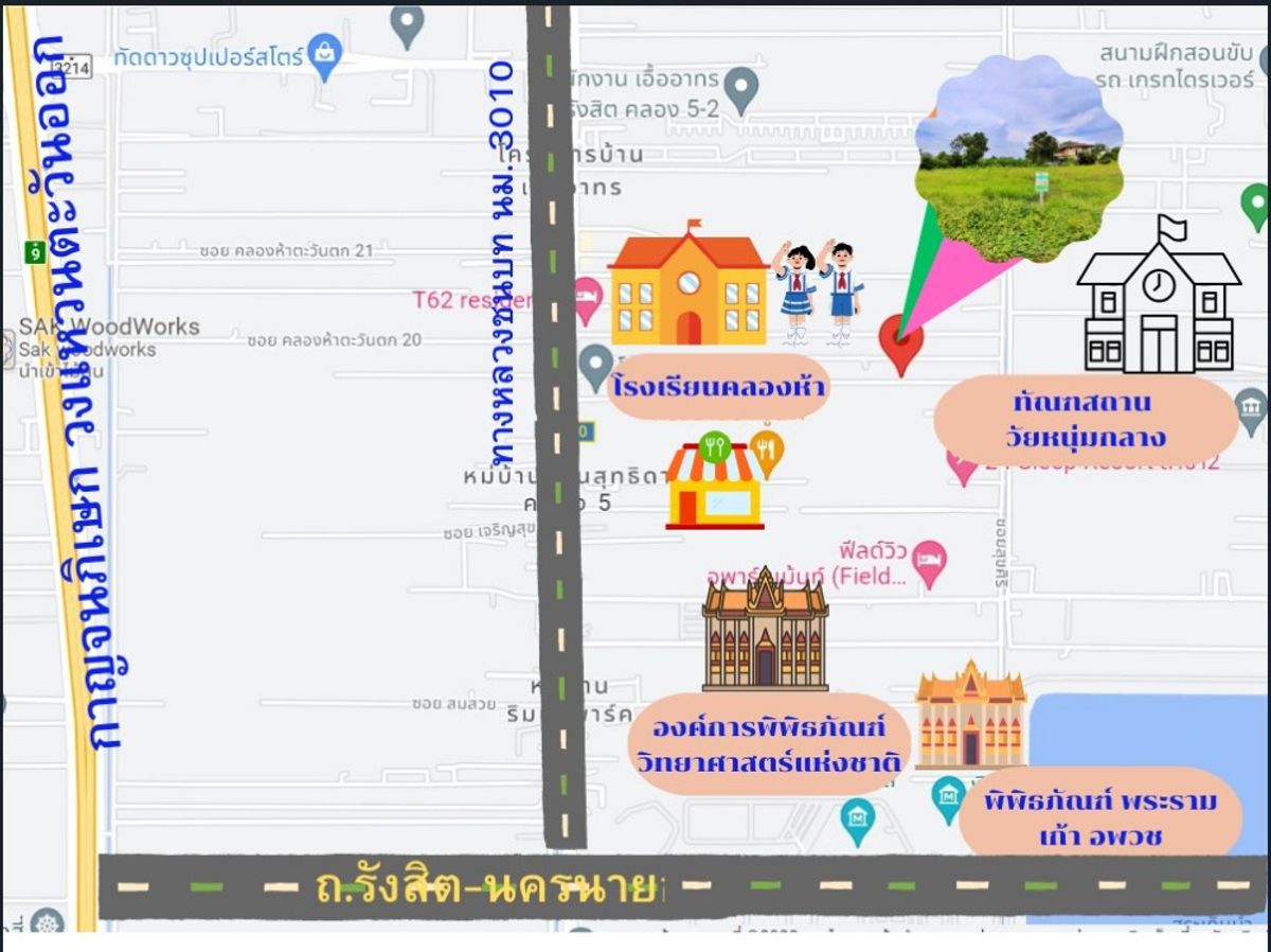 ขายที่ดินปทุมธานี รังสิต ธรรมศาสตร์ : ขาย ที่ดินเปล่า ซอยคลองห้าตะวันออก 4  ทางด่วนกาญจภิเษกบางปะอิน - ชลบุรี สนามสุวรรณภูมิ