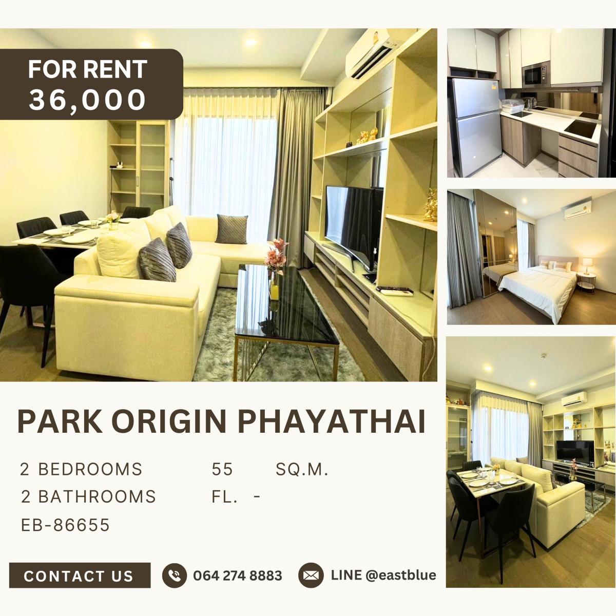 ให้เช่าคอนโดราชเทวี พญาไท : Park Origin Phayathai, 2 bed, 36000 per month