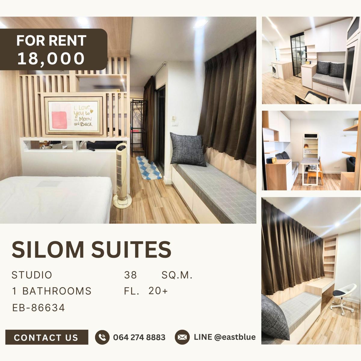 ให้เช่าคอนโดพัทยา บางแสน ชลบุรี สัตหีบ : Silom Suites, Studio bed, 18000 per month