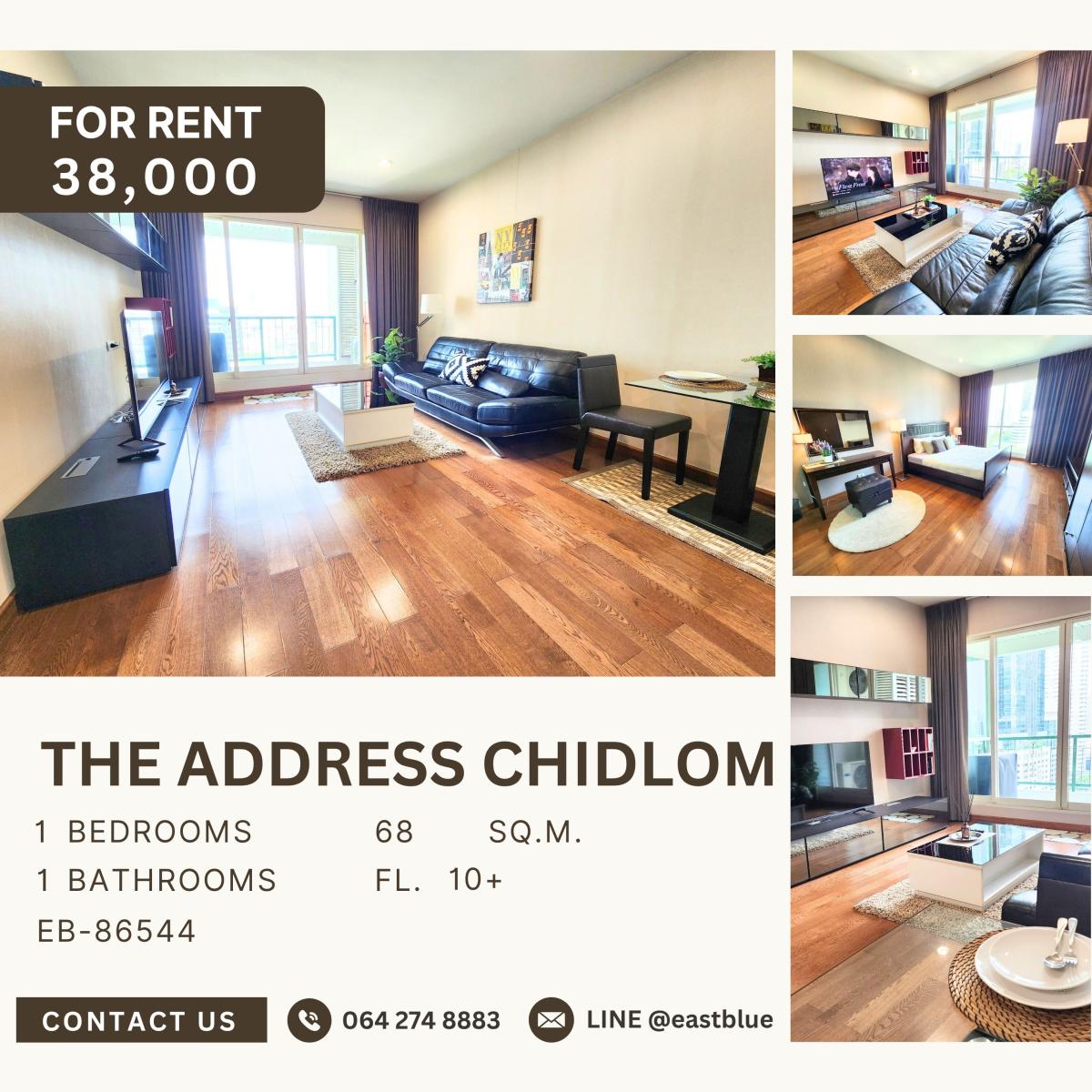 ให้เช่าคอนโดวิทยุ ชิดลม หลังสวน : The Address Chidlom, 1 bed, 38000 per month