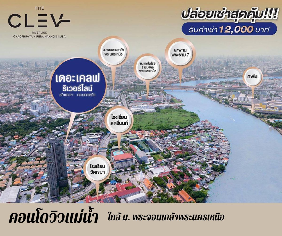 For SaleCondoBang Sue, Wong Sawang, Tao Pun : Condo for sale, The Clef River Line, Chao Phraya - Wongsawang, a new condo 25.23 sq.m., the most beautiful Chao Phraya River On Pibulsongkram Road Near the Purple Line MRT Wongsawang, only 7 minutes, Mueang Nonthaburi District