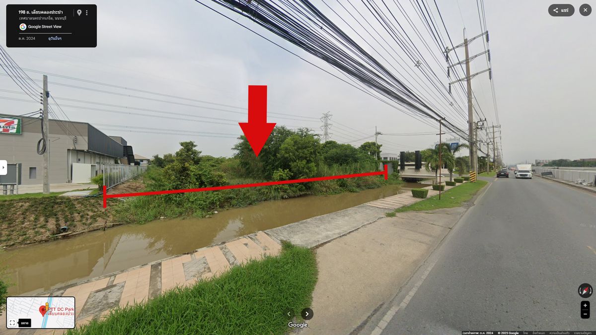 ขายที่ดินแจ้งวัฒนะ เมืองทอง : ขายที่ดินเปล่า 781 ตรว. ติดถนนเลียบคลองประปา หน้ากว้าง 42.5 x 73.5 เมตร ติดปั้มปตท.คลองประปา ติดหมู่บ้านเศรษฐสิริ ใกล้เมืองทองธานี นนทบุรี