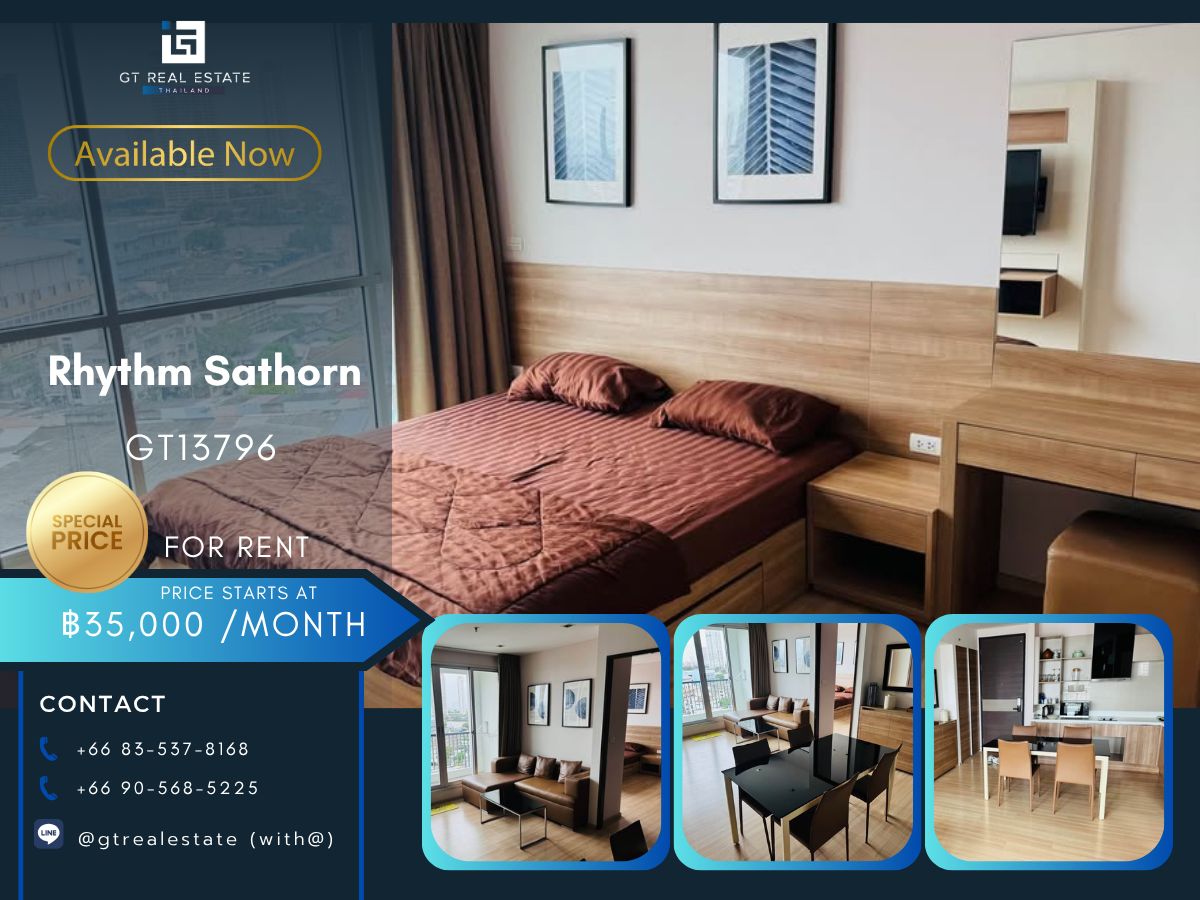ให้เช่าคอนโดสาทร นราธิวาส : คอนโด Rhythm Sathorn เดินทางสะดวก ใกล้รถไฟฟ้าบีทีเอส มีรถรับส่ง เฟอร์นิเจอร์ครบ พร้อมอยู่ทันที
