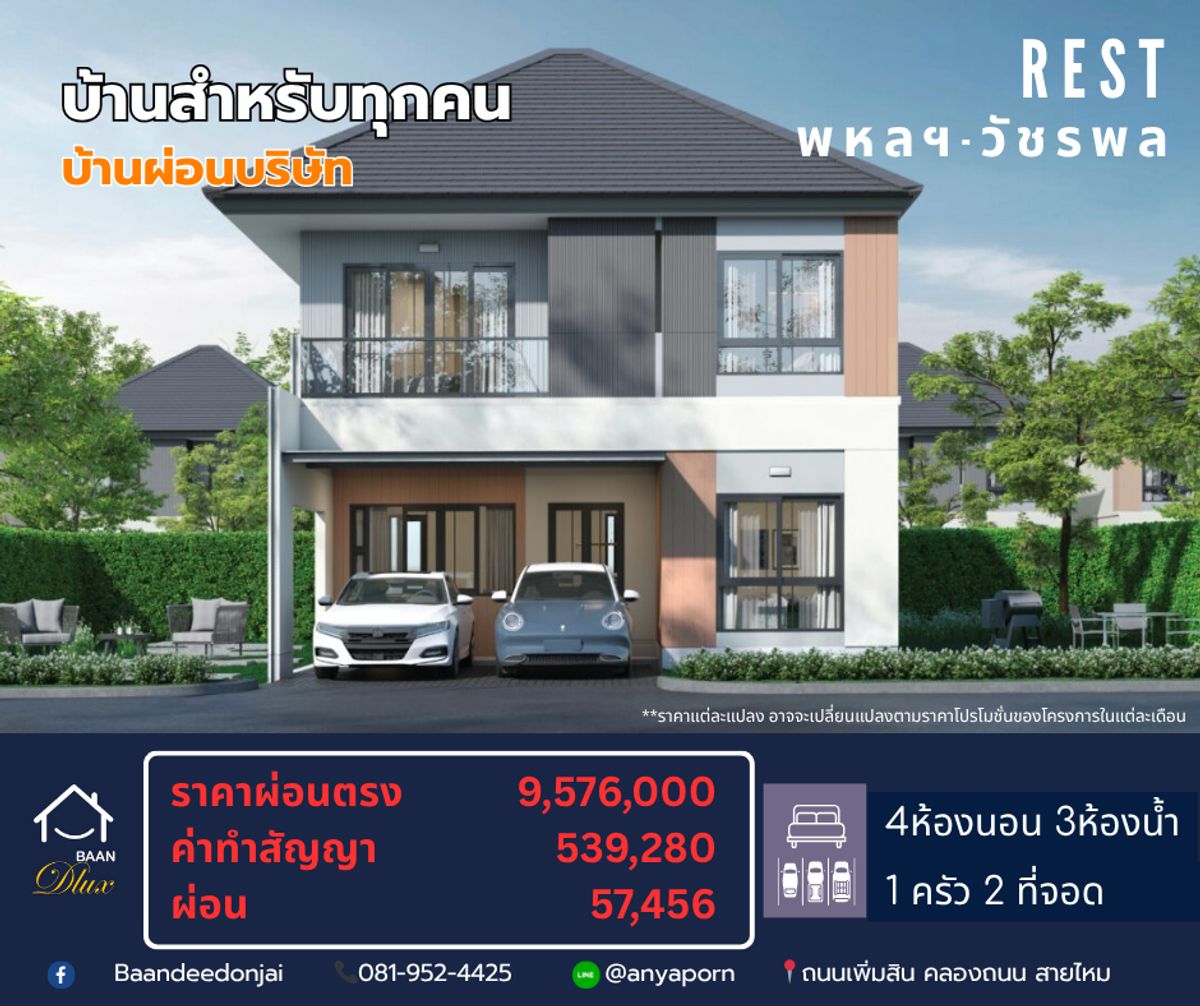 ขายบ้านนวมินทร์ รามอินทรา : 🌟For Sale🌟  บ้านเดี่ยวสุดหรู เรสท์ พหลฯ-วัชรพล (4นอน 3น้ำ 2จอด) 