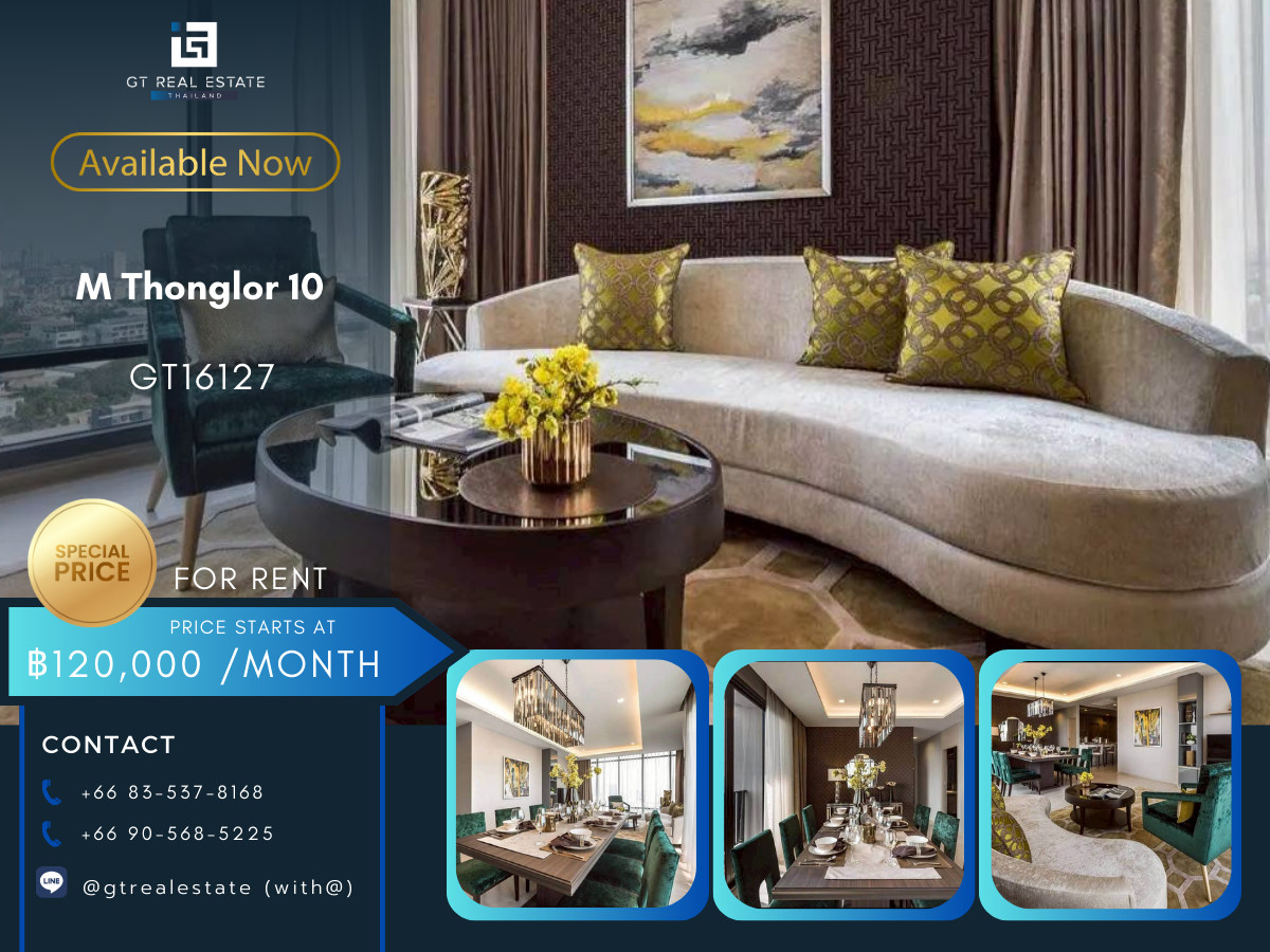 ให้เช่าคอนโดสุขุมวิท อโศก ทองหล่อ : ✨ GT16127 |   M Thonglor 10 | Penhouse | 3 Bedrooms | Pet-friendly!!