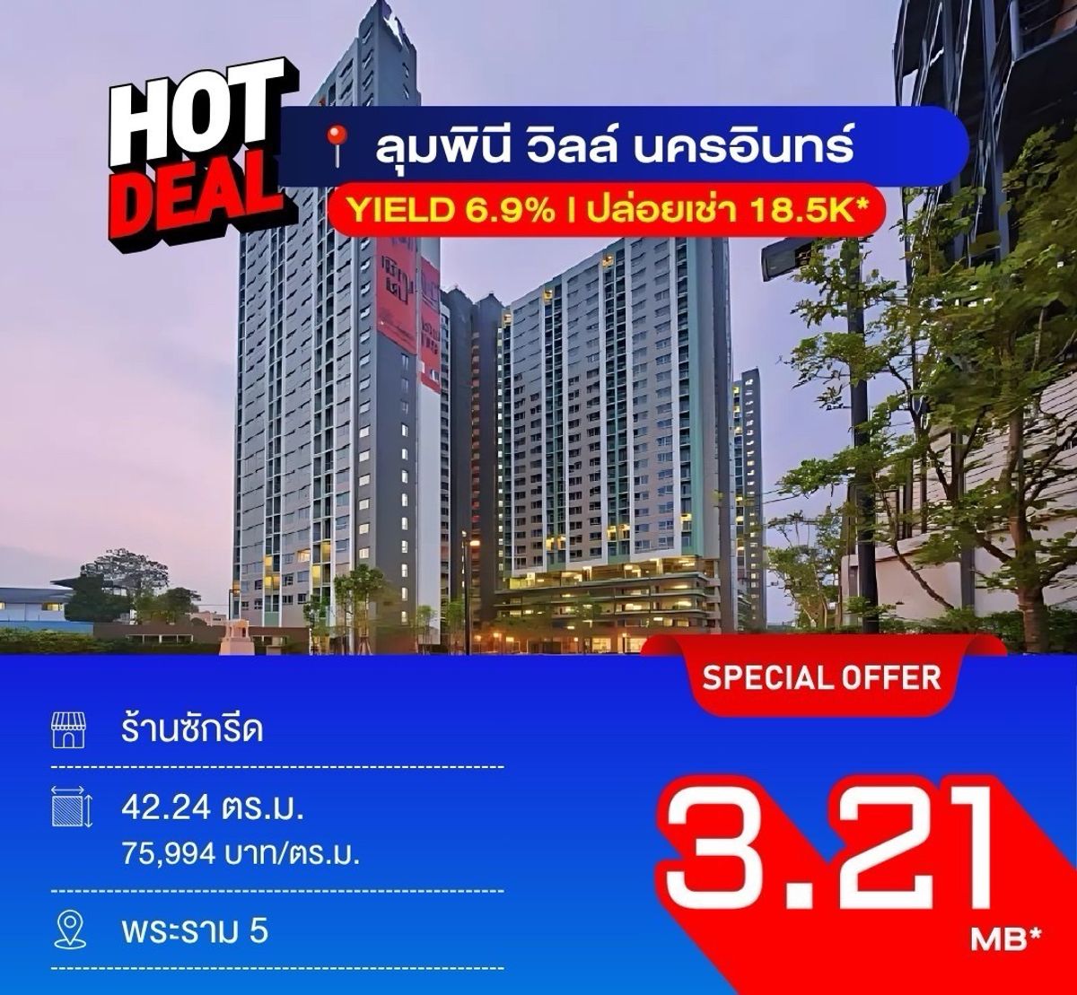 ขายคอนโดพระราม 5 ราชพฤกษ์ บางกรวย : 🏬ขายร้านค้าลุมพินี วิลล์ นครอินทร์ ขนาด 42.24 Sq.m เพียง 3.21 MB เท่านั้น !!ติดต่อ 086-795-9997 (จิมมี่)