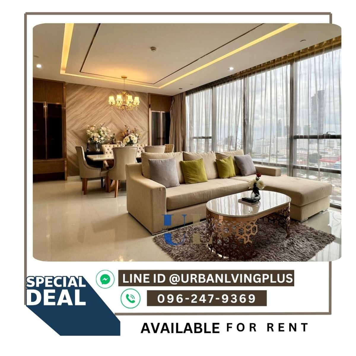 For RentCondoSathorn, Narathiwat : ( U20240620400 ) Tel/Line 096-2479369 ,  The Bangkok Sathorn for rent 2 bedroom, 2 bathroom , 118 Sq.M., furnished, ready to move in