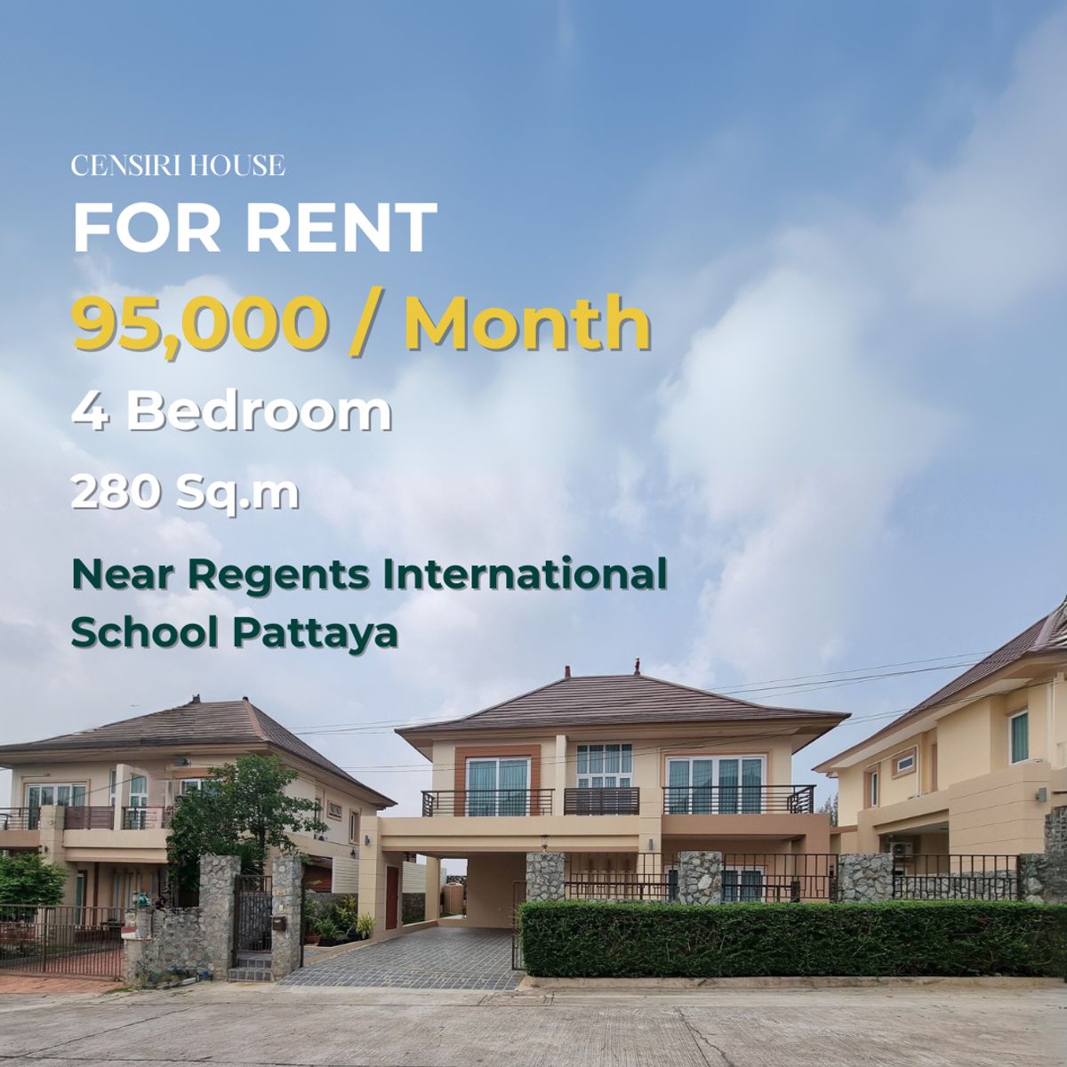 For RentHousePattaya, Bangsaen, Chonburi : 🏡 For Rent: Luxury 2-Storey House | 95,000 / Month | Opposite Regent ' S International School Pattaya | 280 SQM | Fronting Highway 36 ✨ Brand New & amp; Ready to Move in
