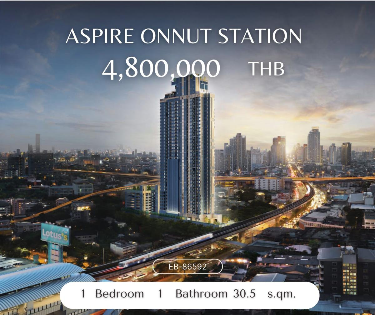 ขายคอนโดอ่อนนุช อุดมสุข : Down Payment for Sale at Aspire Onnut Station 1bed 30.5sqm unit Foreigner Quota